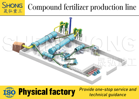 Linha de produção de fertilizantes NPK grânulos de 2-5mm, controle PLC 380V