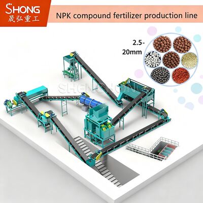 Linha de produção de fertilizantes compostos NPK de alta eficiência e poupança de energia personalizável para a fábrica de fertilizantes NPK