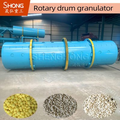 Granulador de tambor rotativo de aço carbono/aço inoxidável com potência de 5-8 t/h e velocidade de 11,5 r/min para granulação de fertilizantes NPK