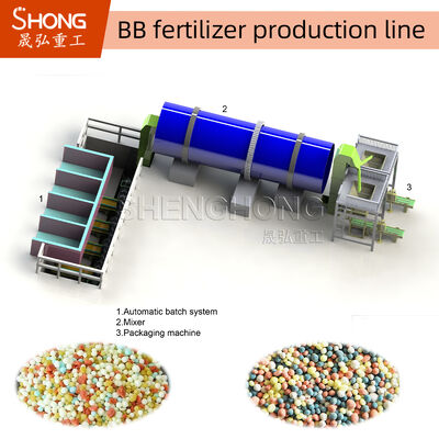 Linha de produção de fertilizantes BB com capacidade de 1-5 t/h Construção de aço carbono ou aço inoxidável para longa vida útil