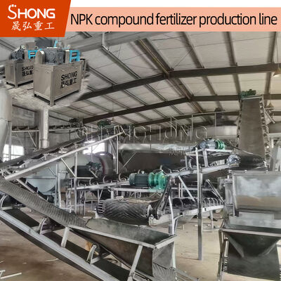 Linha de produção de fertilizantes NPK com tamanho granular de 2-4 mm, processo seco e teor de nutrientes ≥ 90%