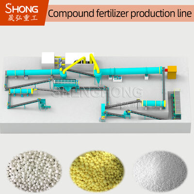 Linha de produção de fertilizantes compostos de 380V/50Hz com alta resistência dos grânulos e diâmetro dos grânulos personalizável