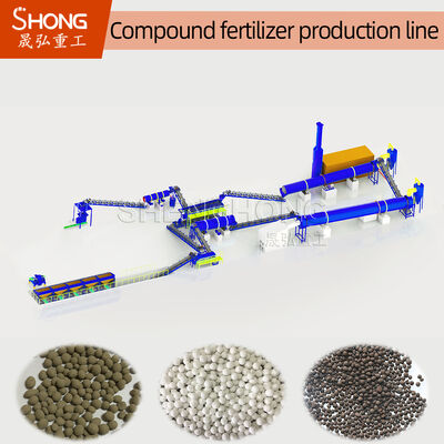 Linha de produção de fertilizante composto com máquina de granulação de tambor rotativo para tamanho de grânulo de 3-8 mm e alta resistência de grânulos