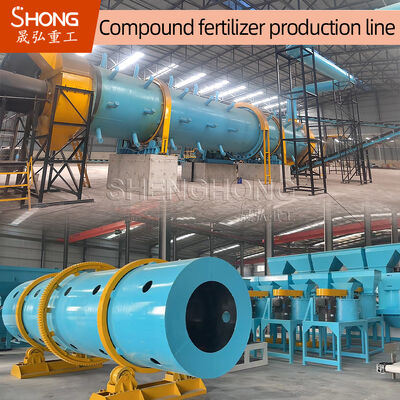 Linha de produção profissional de fertilizantes compostos NPK com cilindros rotativos e pellets com capacidade de 1-2 toneladas por hora e 90% de relação de granulação para partículas esféricas 1-3mm