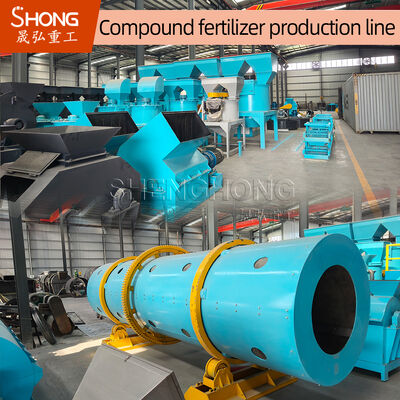 Linha de produção de fertilizantes compostos de tambor rotativo com produção anual de 100.000 toneladas de grânulos esféricos de 1-3 mm e teor de nutrientes ajustável de 20% a 48%